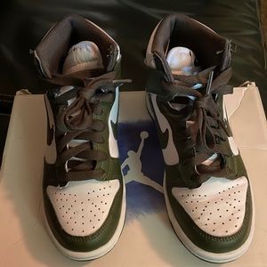 Dunk high green an white my son barely put them on size 3.5